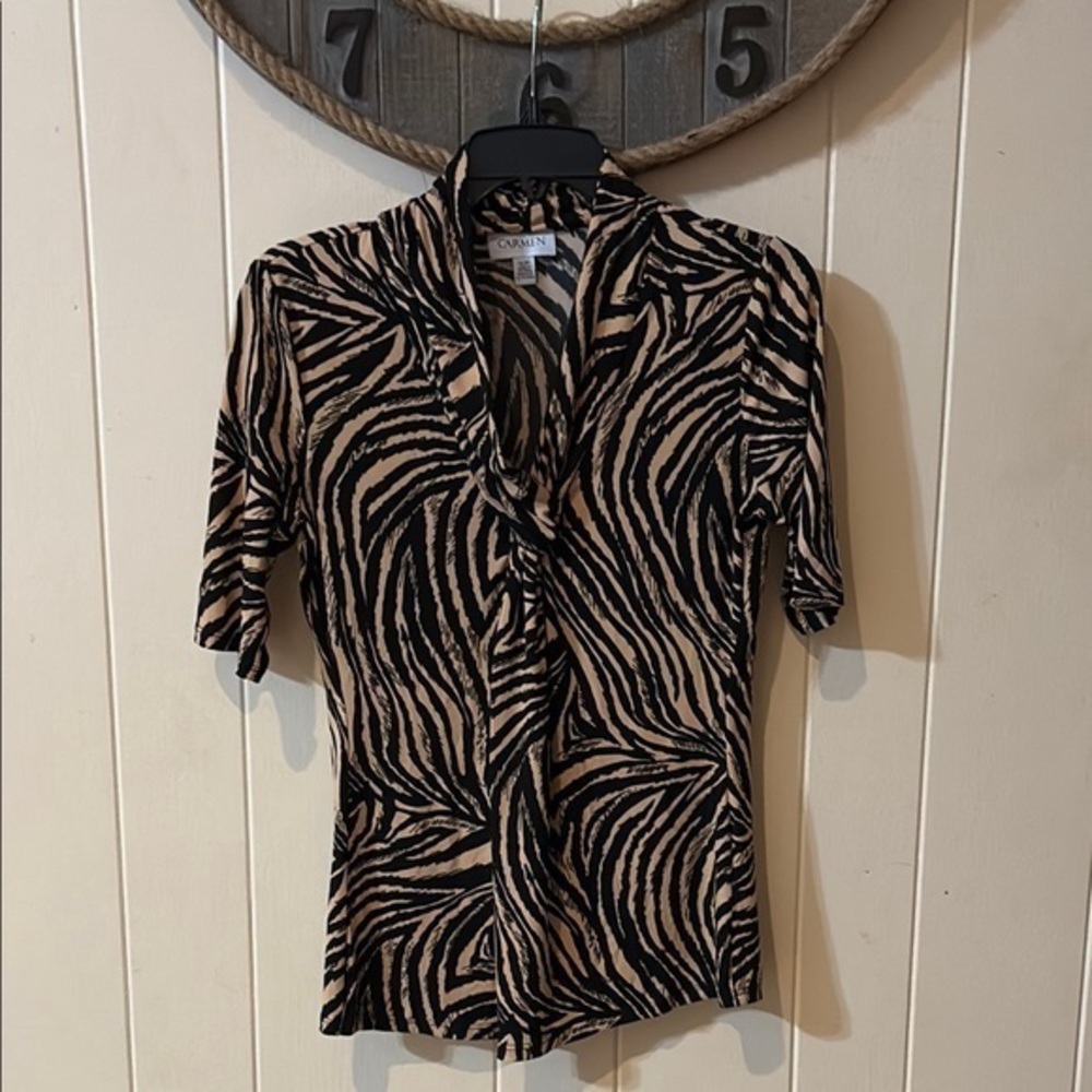 Carmen Marc Valvo Zebra Print Top